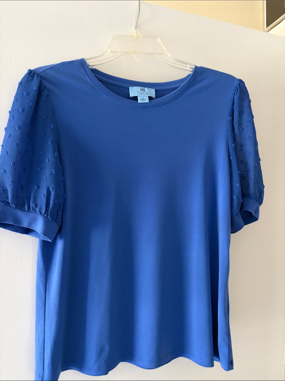 CeCe Cobalt Blue Puff-Sleeve Knit Top